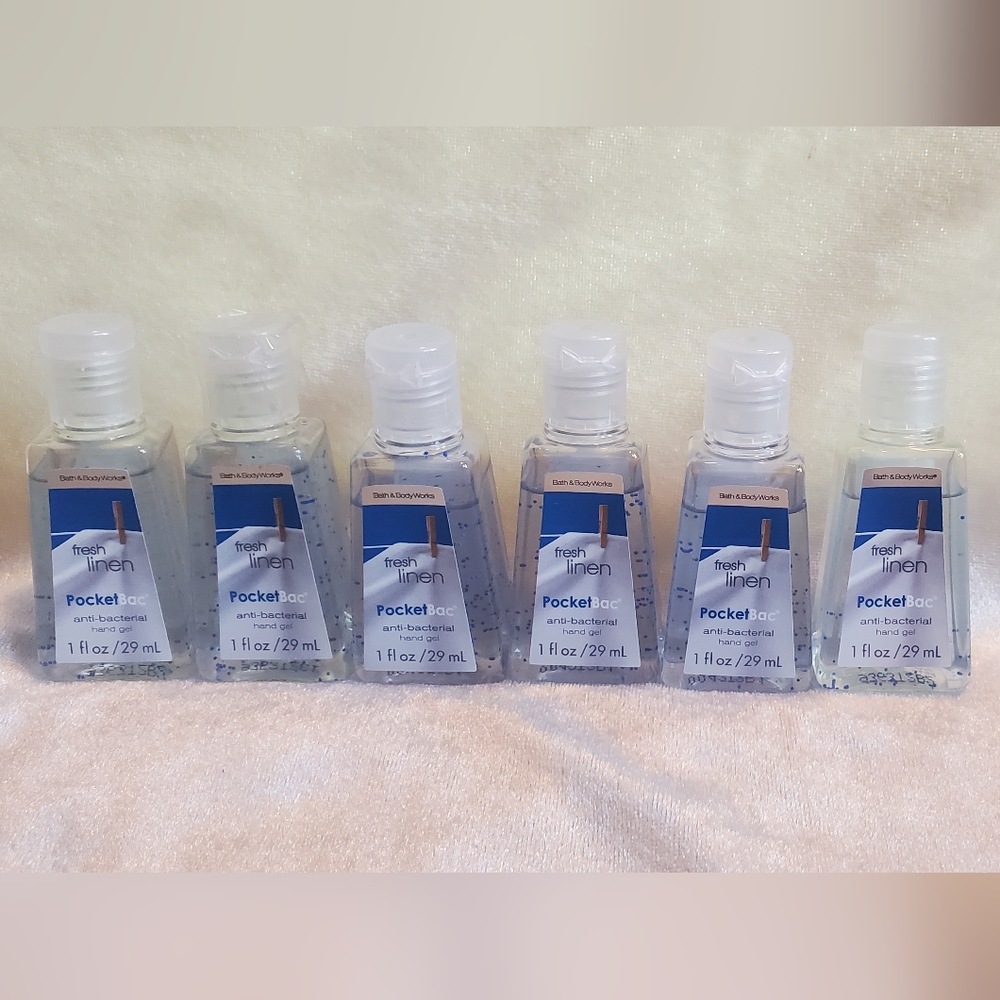6 Bath & Body Works Fresh Linen PocketBac Hand Gel Anti-Bacterial